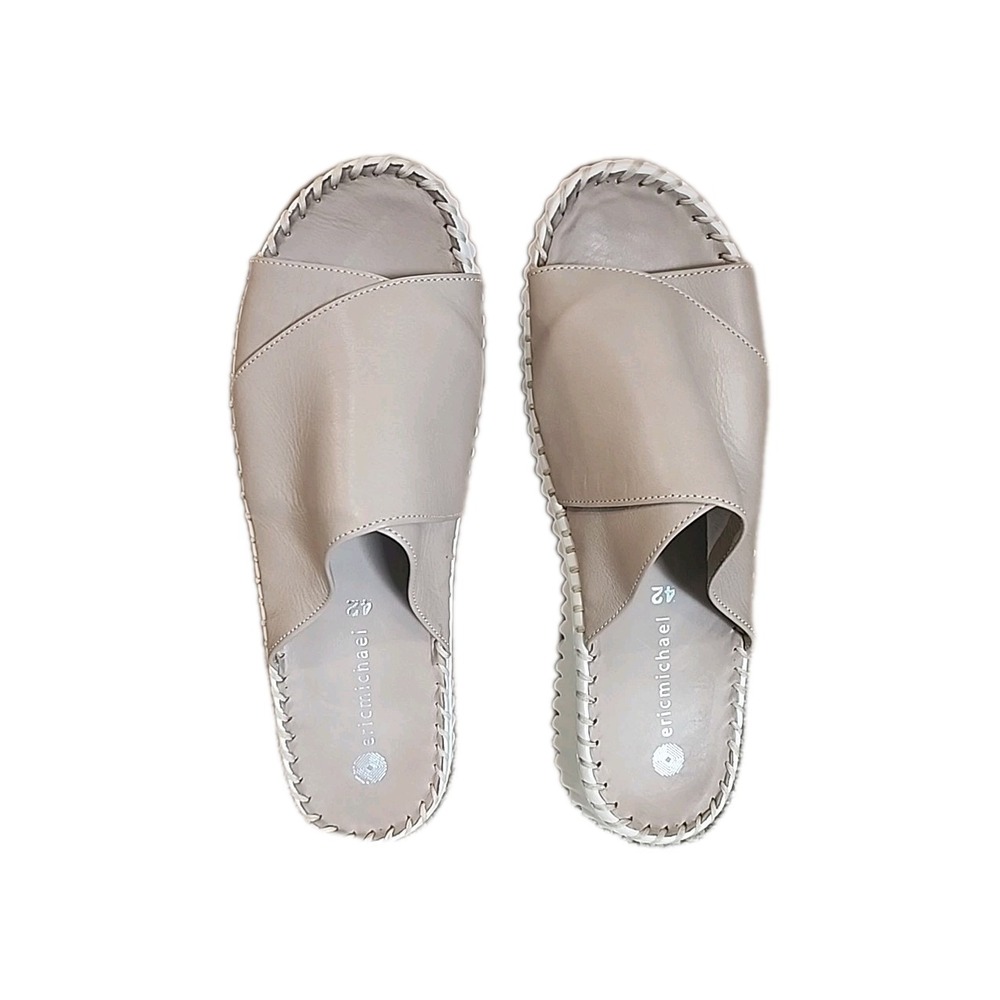 Eric Michael Gloria Open Toe Women's Leather Slide Sandals Beige 42 US 8 Comfort - Picture 8 of 9